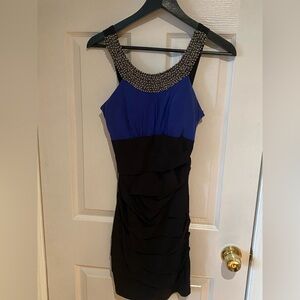 Elegant Blue and Black Dress